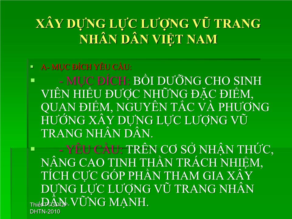 Bài giảng Giáo dục quốc phòng, an ninh - Bài: Xây dựng lực lượng vũ trang nhân dân Việt Nam - Phương Bá Triết trang 2