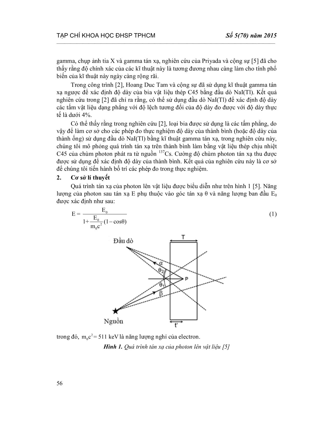 Áp dụng kĩ thuật Gamma tán xạ ngược để xác định độ dày của thành bình bằng phương pháp Monte Carlo trang 2