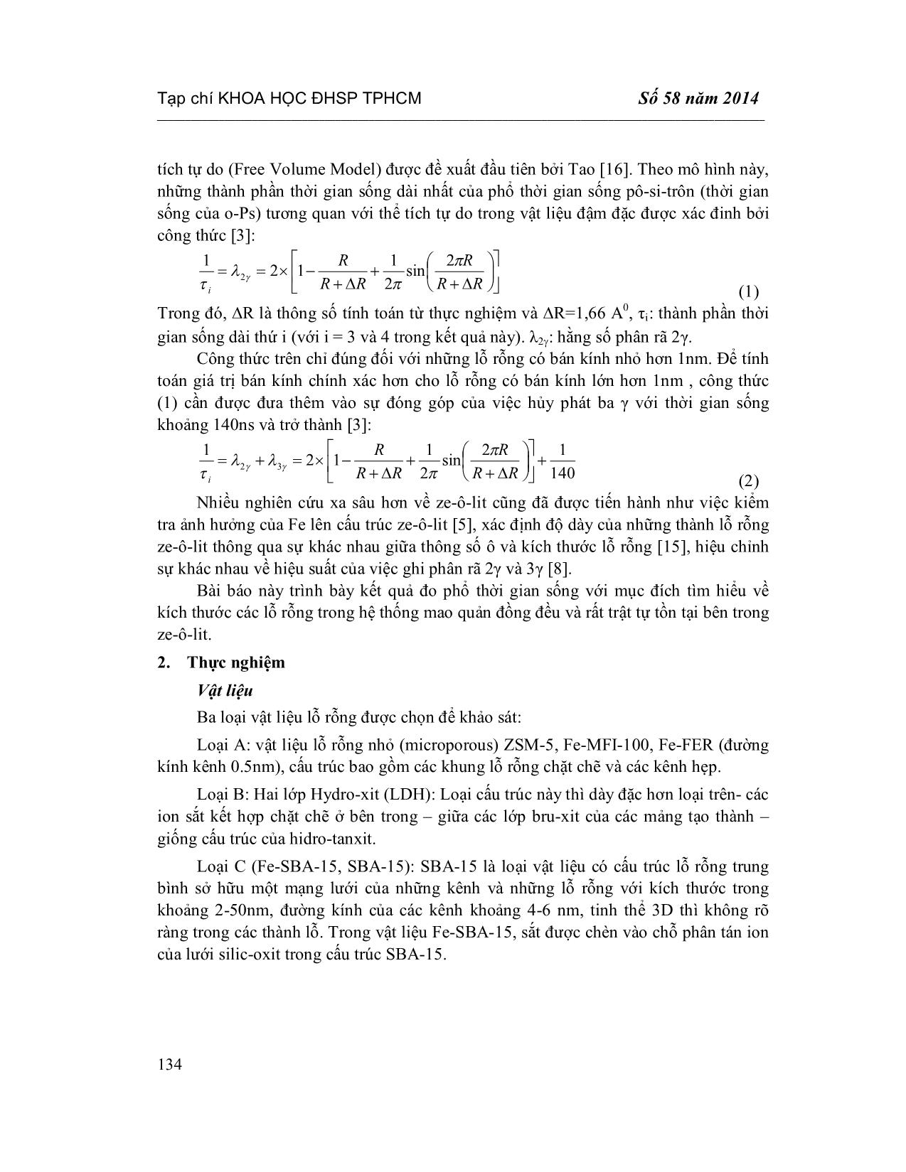 Áp dụng phương pháp đo thời gian sống của Pô-Si-Trôn trong nghiên cứu vật liệu Ze-Ô-Lit trang 3