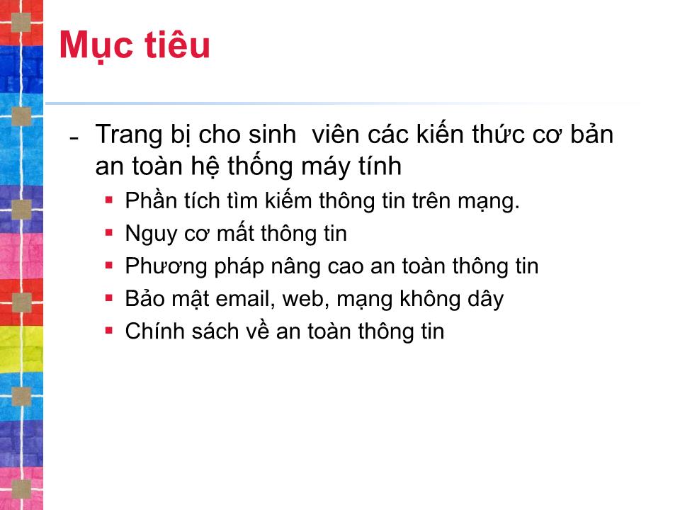 Bài giảng An ninh mạng - Giới thiệu - Nguyễn Thị Phương Giang trang 1
