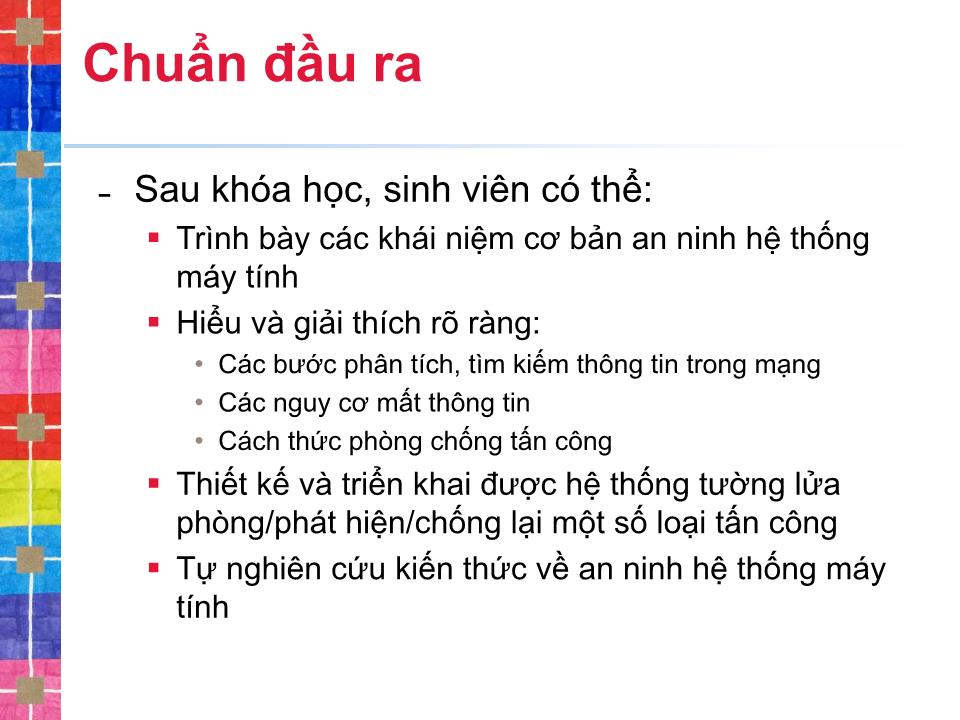 Bài giảng An ninh mạng - Giới thiệu - Nguyễn Thị Phương Giang trang 2