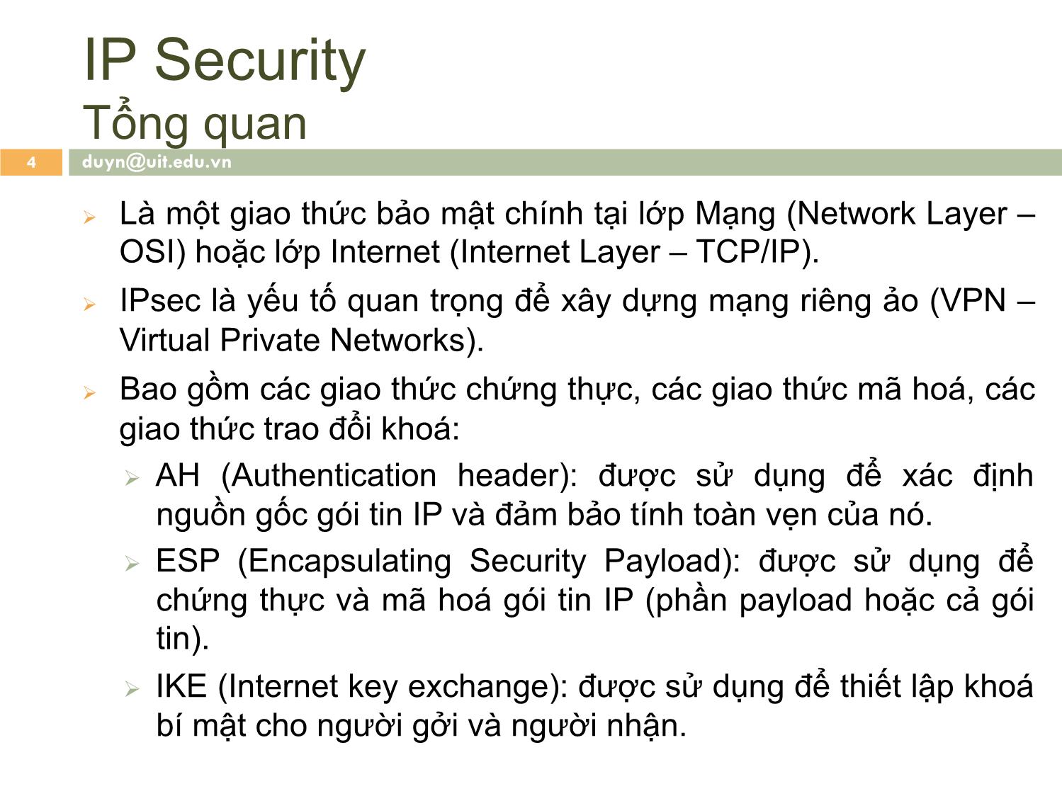 Bài giảng An toàn mạng máy tính nâng cao - Chương 2: Các giao thức bảo mật - Nguyễn Duy trang 4