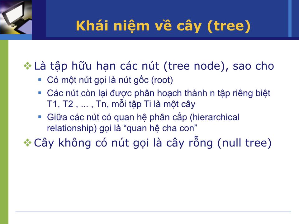 Bài giảng Cấu trúc dữ liệu và giải thuật - Chương 4: Cây - Phạm Thanh An trang 4