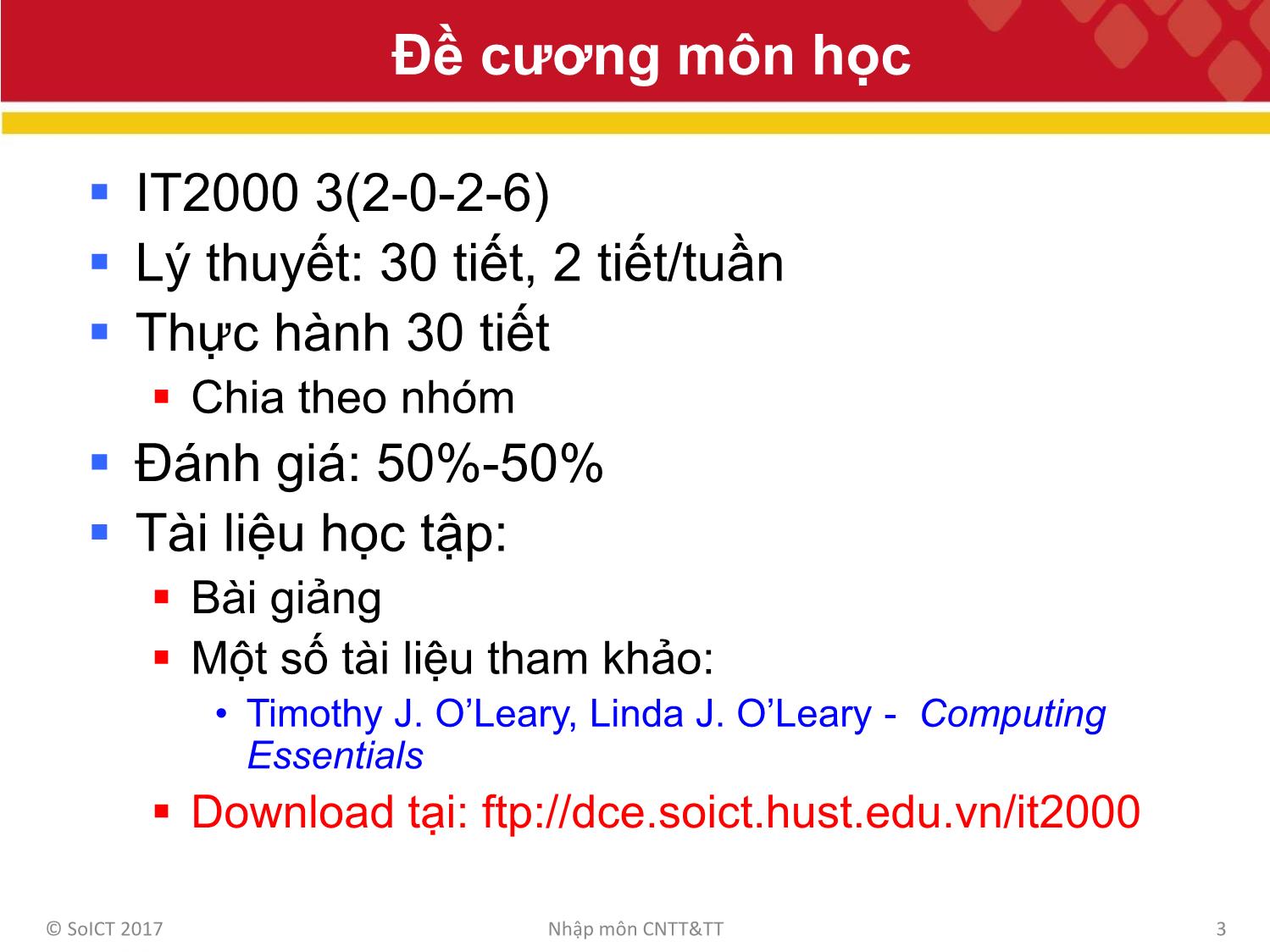 Bài giảng Công nghệ thông tin và truyền thông - Bài 1: Giới thiệu chung trang 3