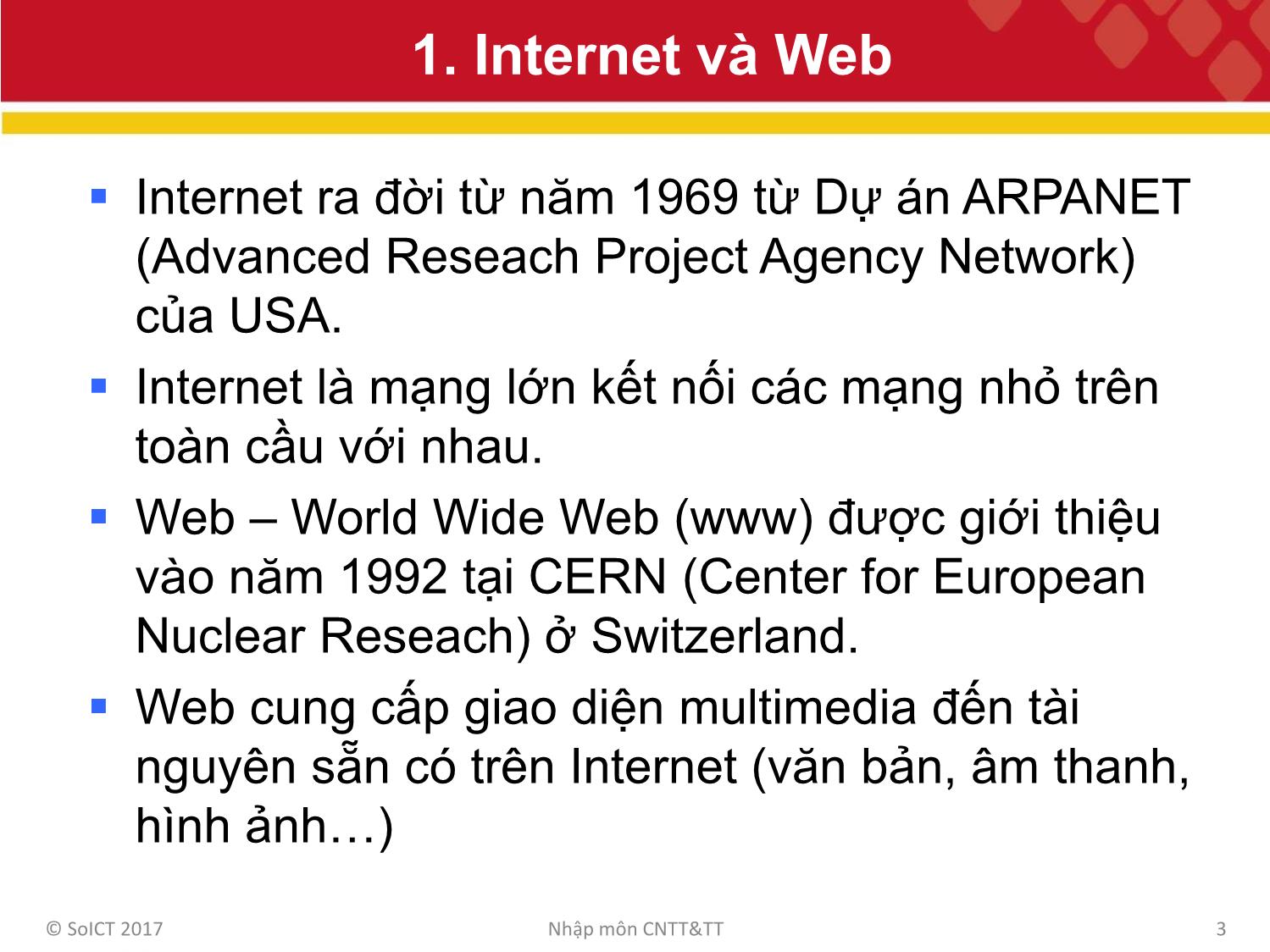 Bài giảng Công nghệ thông tin và truyền thông - Bài 2: Internet và ứng dụng trang 3