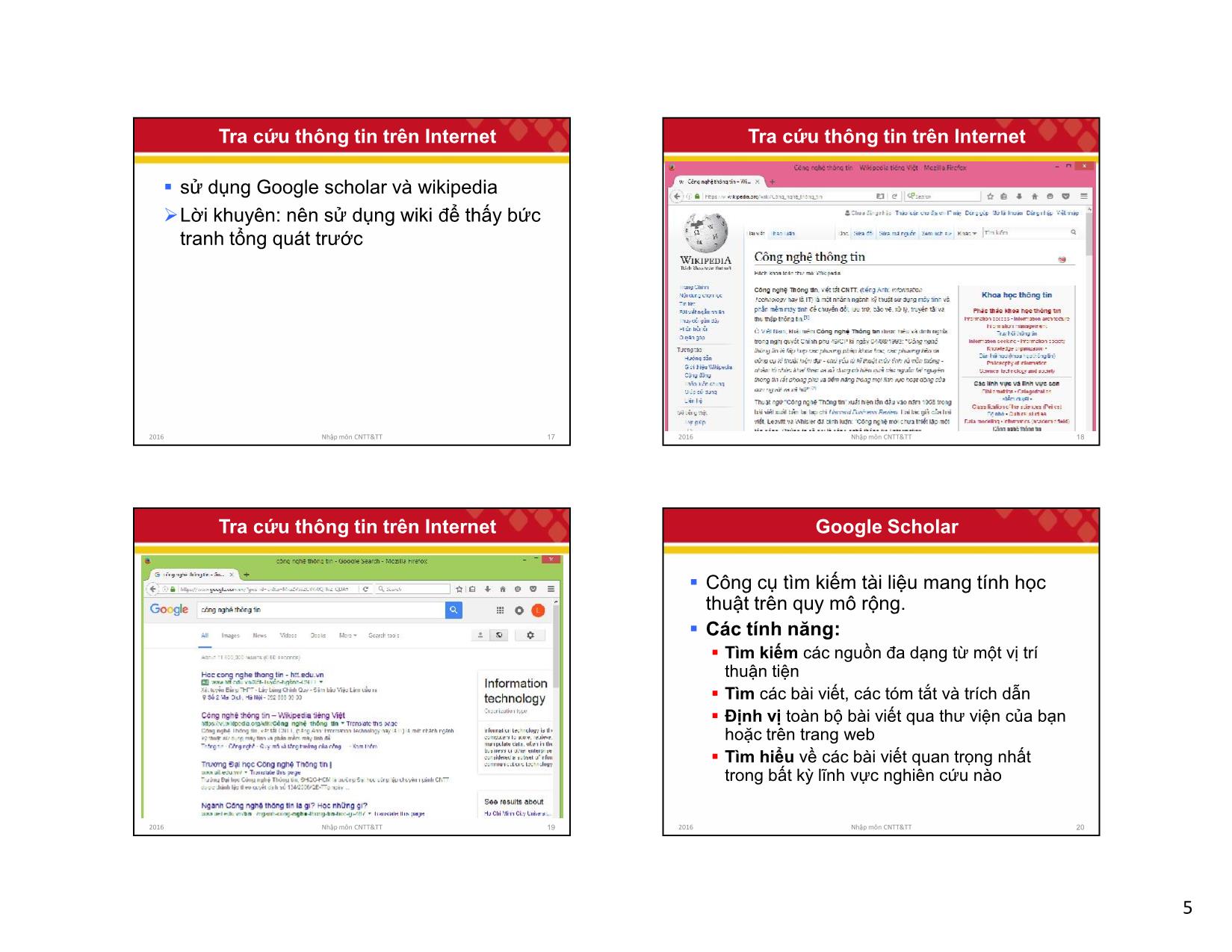 Bài giảng Công nghệ thông tin và truyền thông - Bài 4: Kỹ năng nghiên cứu - Lê Thanh Hương trang 5
