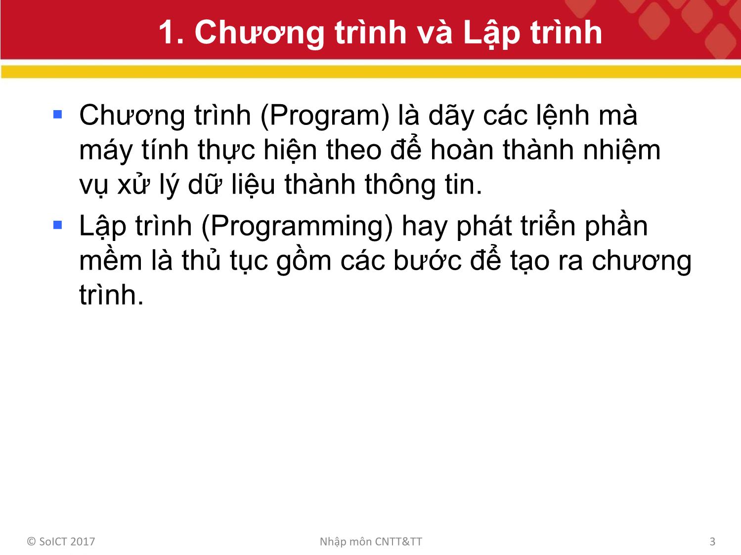 Bài giảng Công nghệ thông tin và truyền thông - Bài 5: Lập trình và ngôn ngữ lập trình trang 3