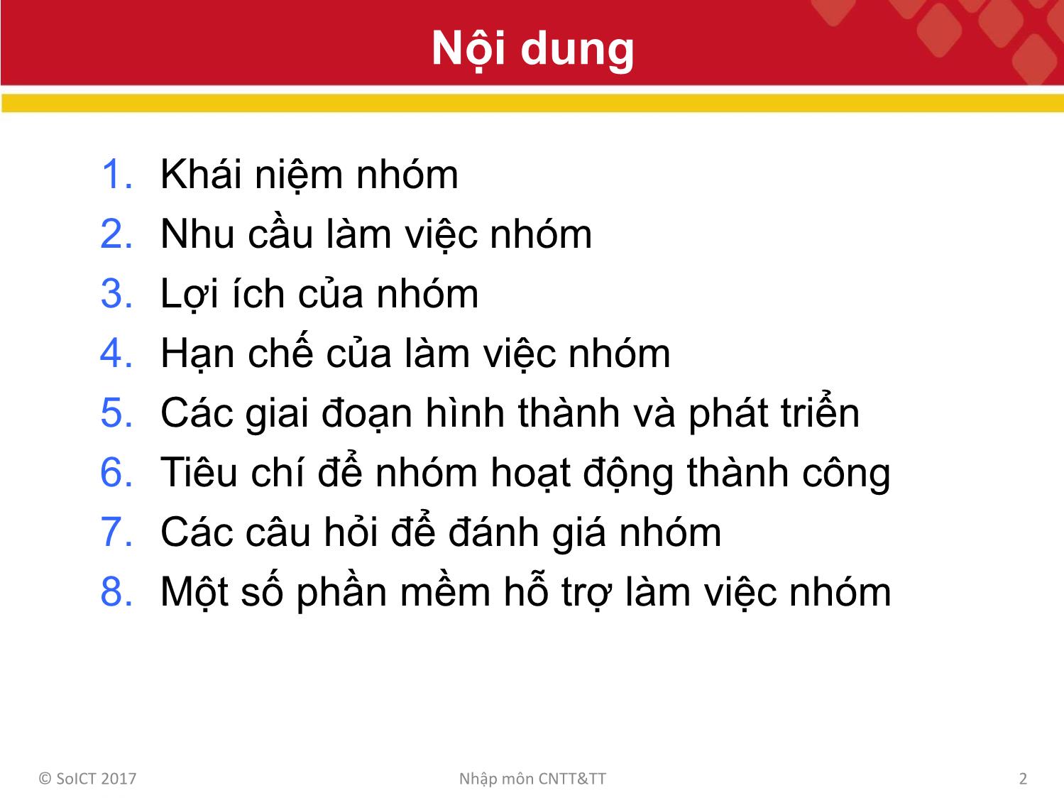 Bài giảng Công nghệ thông tin và truyền thông - Bài 8: Làm việ nhóm trang 2