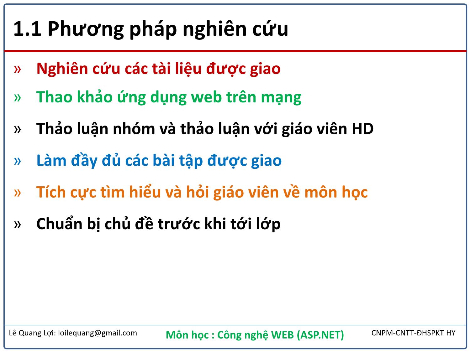 Bài giảng Công nghệ Web - Bài 1: Giới thiệu về môn học - Lê Quang Lợi trang 4