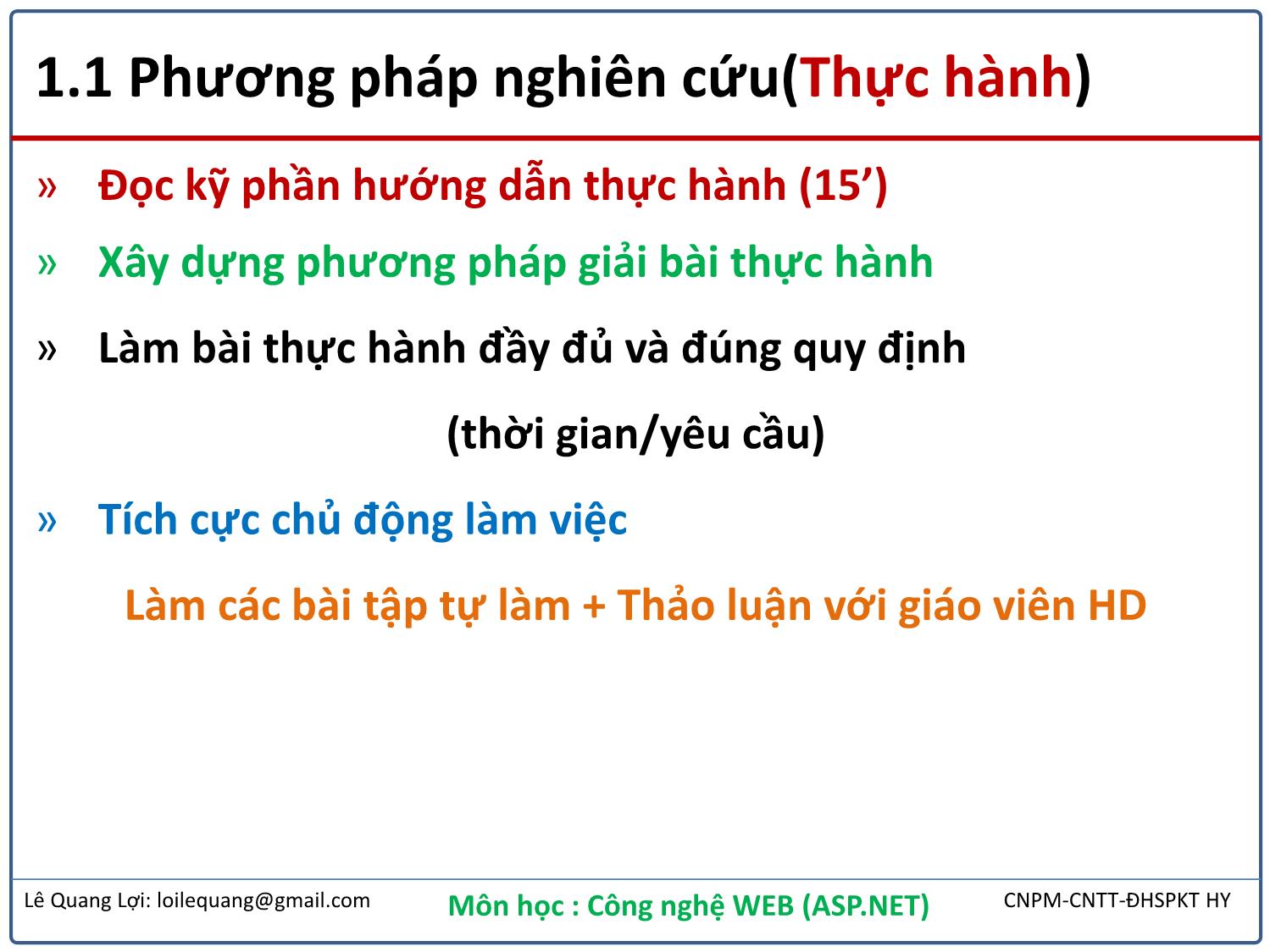 Bài giảng Công nghệ Web - Bài 1: Giới thiệu về môn học - Lê Quang Lợi trang 5