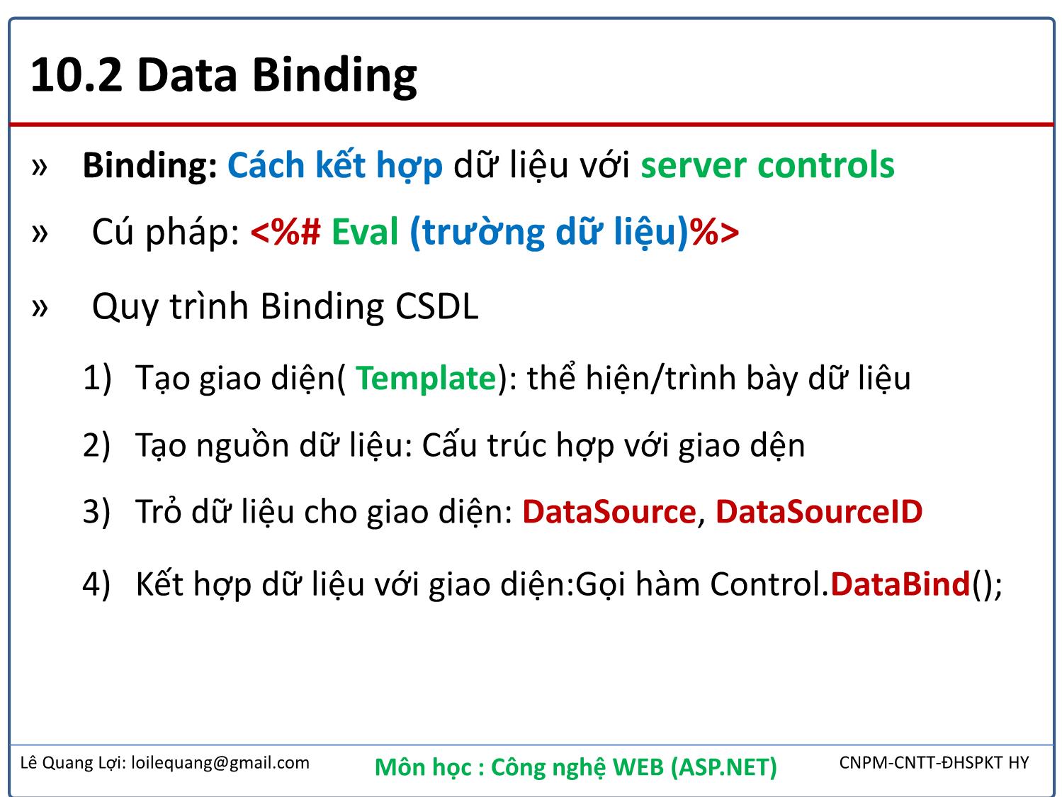 Bài giảng Công nghệ Web - Bài 10: Data Access - Lê Quang Lợi trang 4