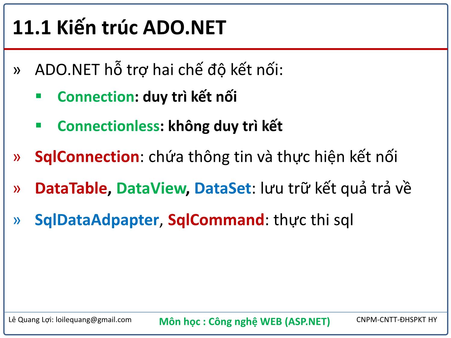 Bài giảng Công nghệ Web - Bài 11: Data Access - Lê Quang Lợi trang 5
