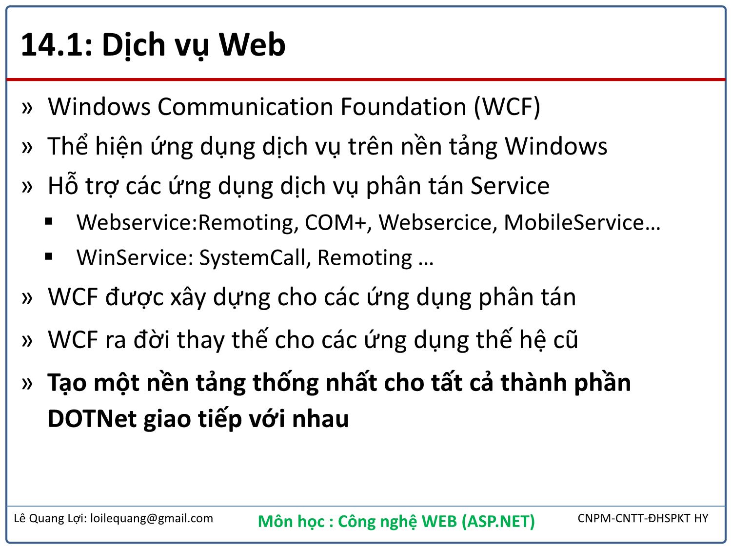 Bài giảng Công nghệ Web - Bài 14: Dịch vụ Web - Lê Quang Lợi trang 3