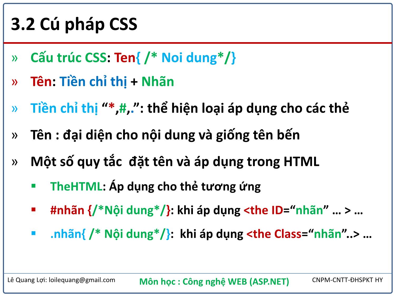 Bài giảng Công nghệ Web - Bài 3: Thiết kế web với CSS - Lê Quang Lợi trang 4