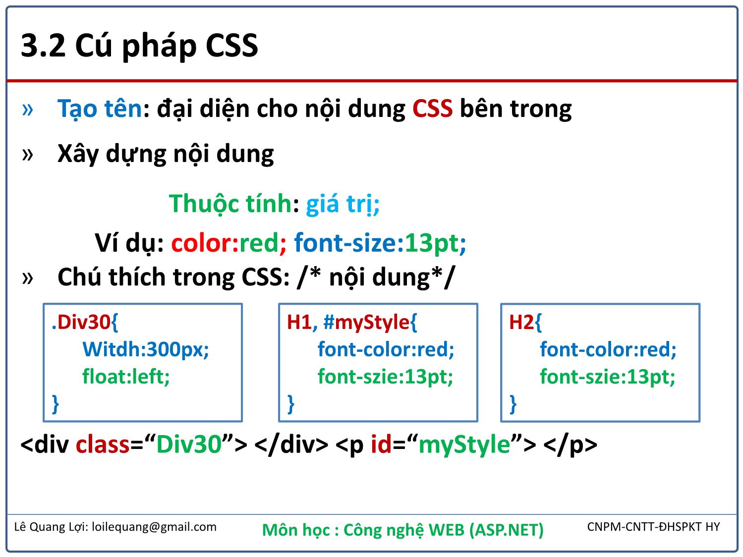 Bài giảng Công nghệ Web - Bài 3: Thiết kế web với CSS - Lê Quang Lợi trang 5