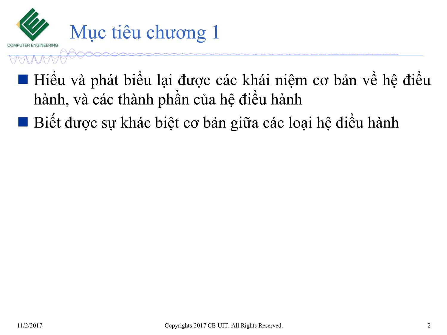 Bài giảng Hệ điều hành - Chương 1: Tổng quan về hệ điều hành - Phan Đình Duy trang 2