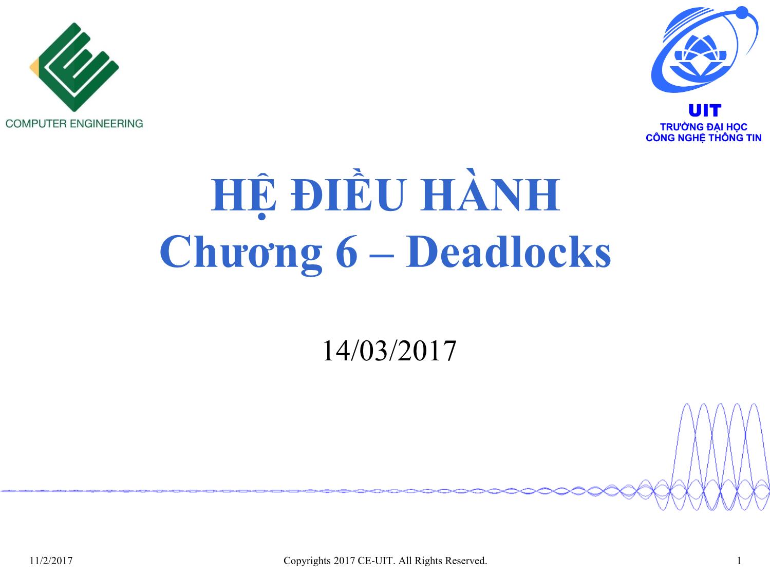 Bài giảng Hệ điều hành - Chương 6, Phần 1: Deadlocks - Phan Đình Duy trang 1