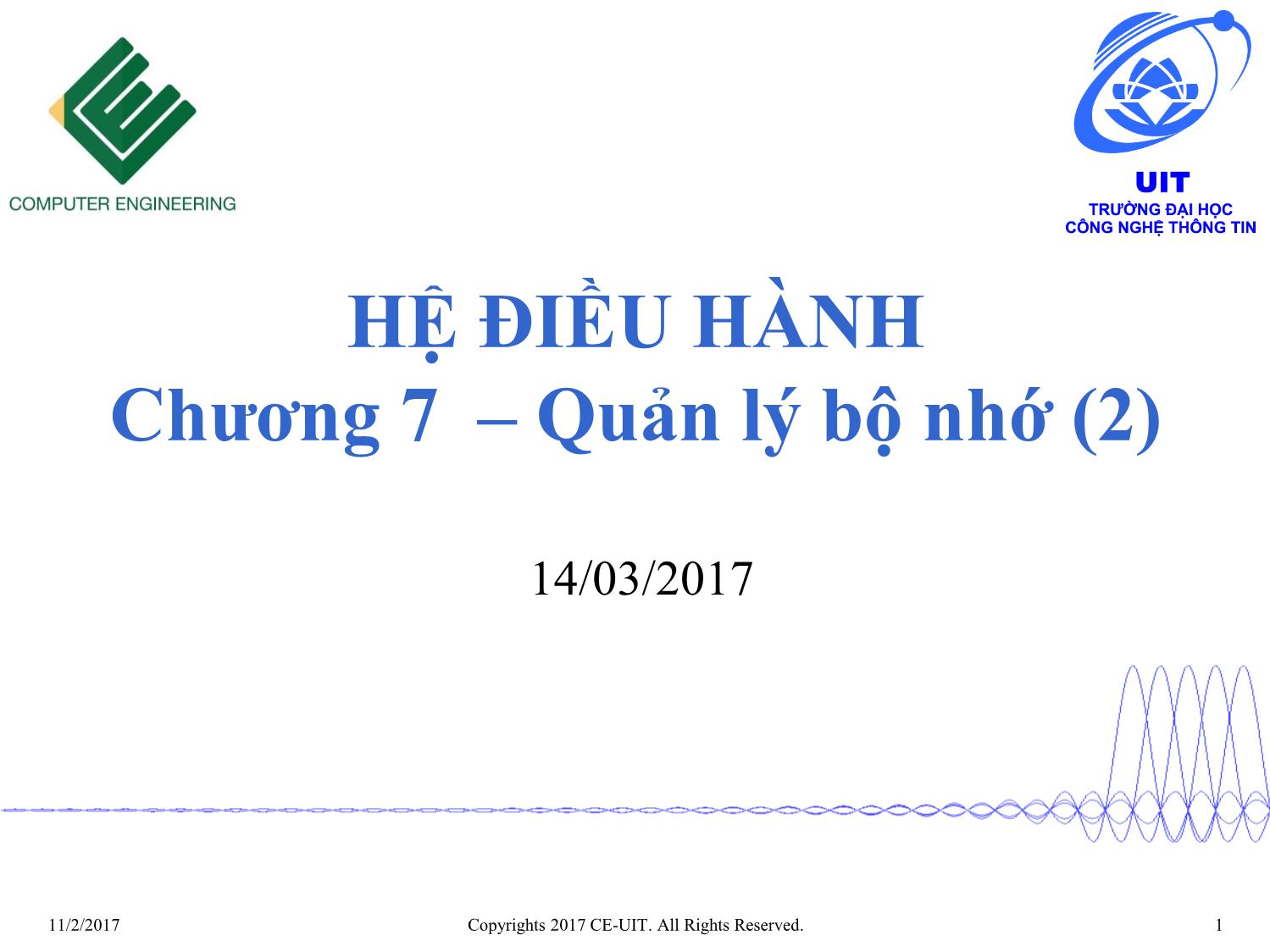 Bài giảng Hệ điều hành - Chương 7, Phần 2: Quản lý bộ nhớ - Phan Đình Duy trang 1