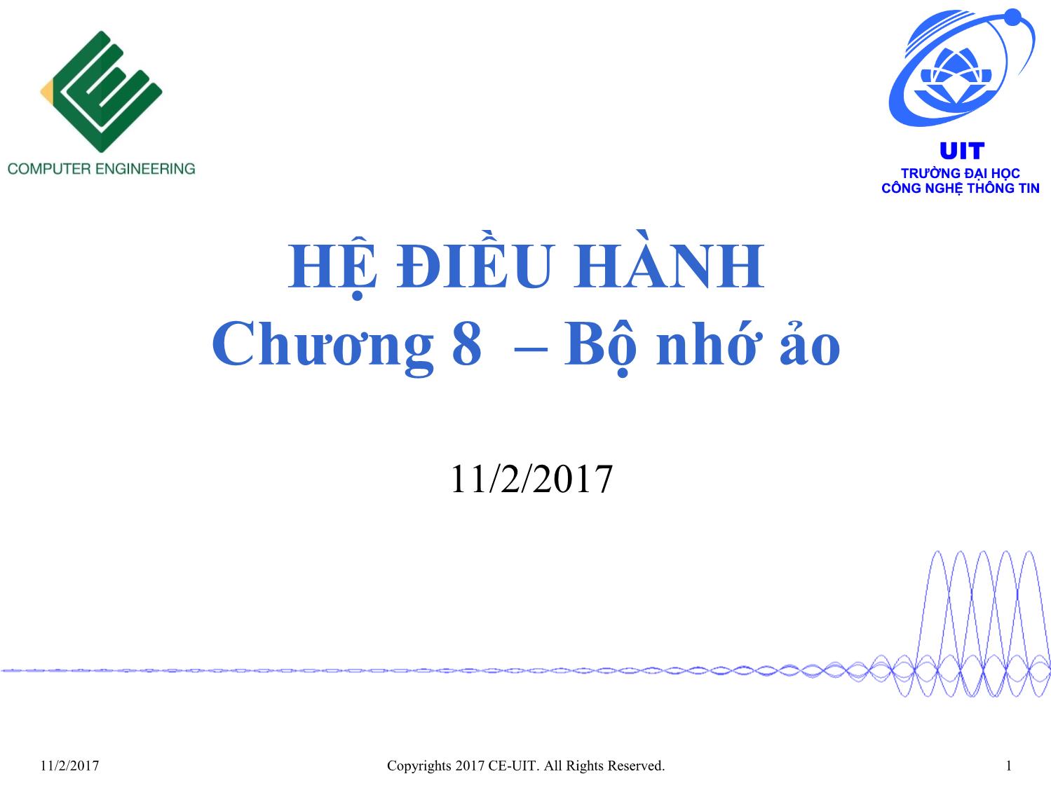 Bài giảng Hệ điều hành - Chương 8: Bộ nhớ ảo - Phan Đình Duy trang 1