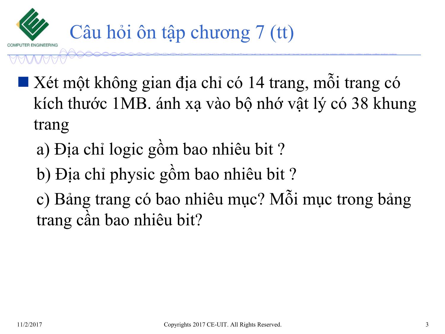 Bài giảng Hệ điều hành - Chương 8: Bộ nhớ ảo - Phan Đình Duy trang 3