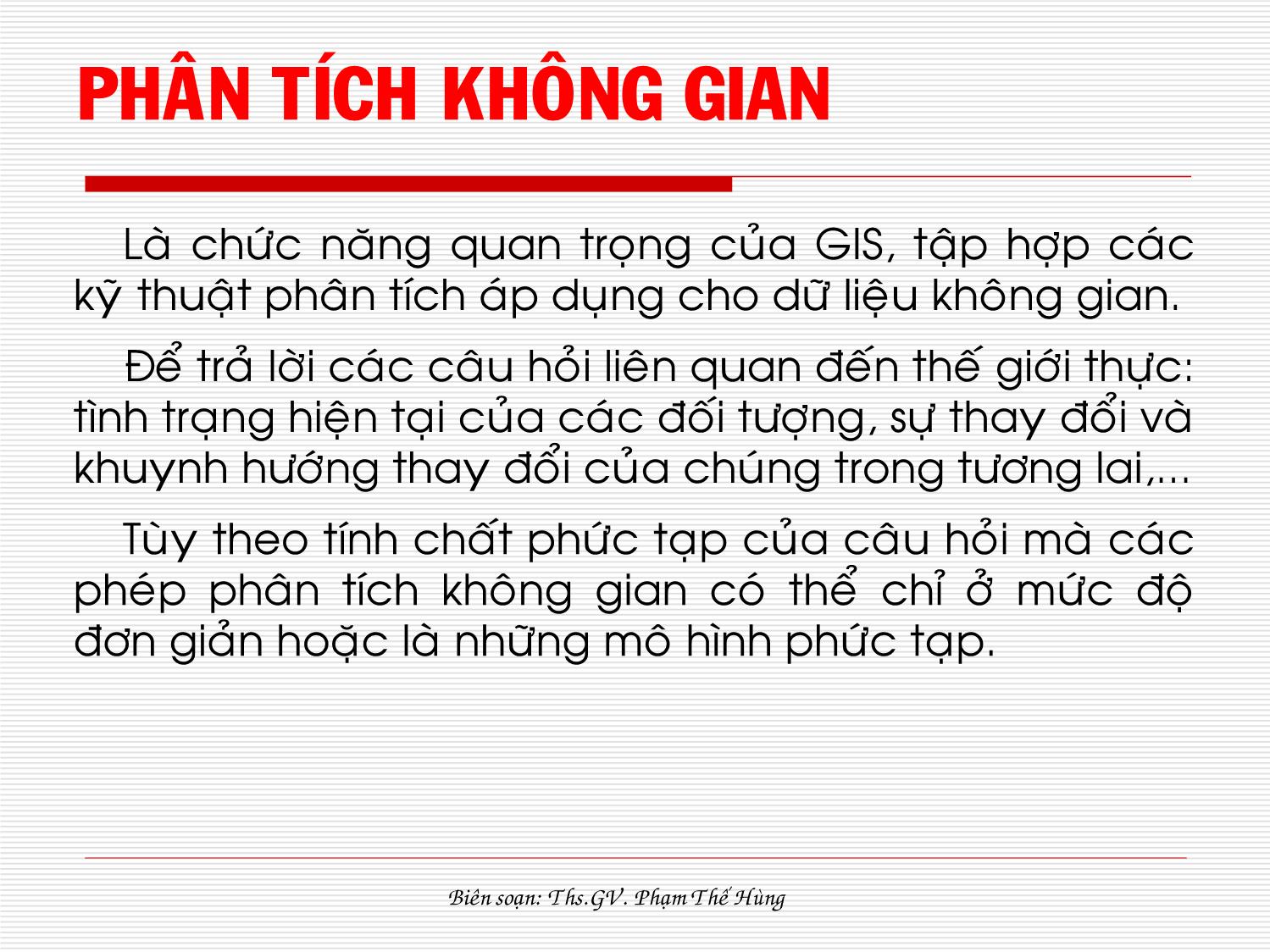 Bài giảng Hệ thống tin địa lý - Chương 5: Phân tích không gian trang 2