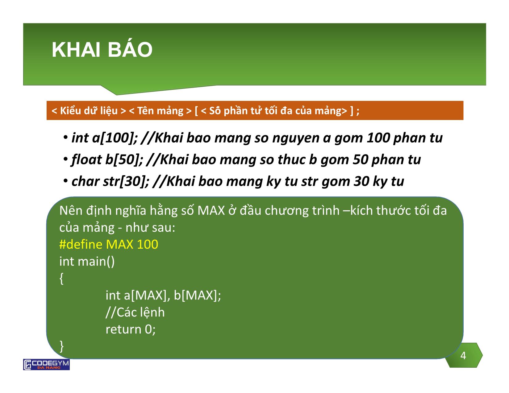 Bài giảng Lập trình C - Bài 5: Mảng một chiều - Võ Đức Hoàng trang 4