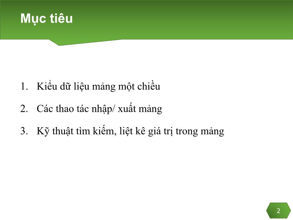 Bài giảng Lập trình C - Chương 5: Mảng một chiều - Trần Minh Thái trang 1