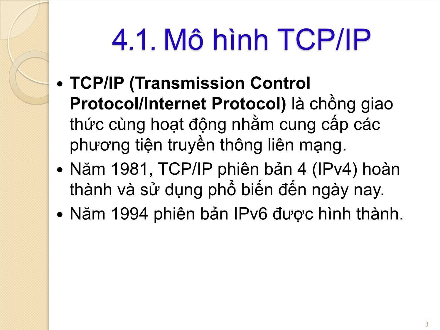 Bài giảng Mạng máy tính - Chương 4: Họ giao thức TCP/IP - Hoàng Thanh Hòa trang 3