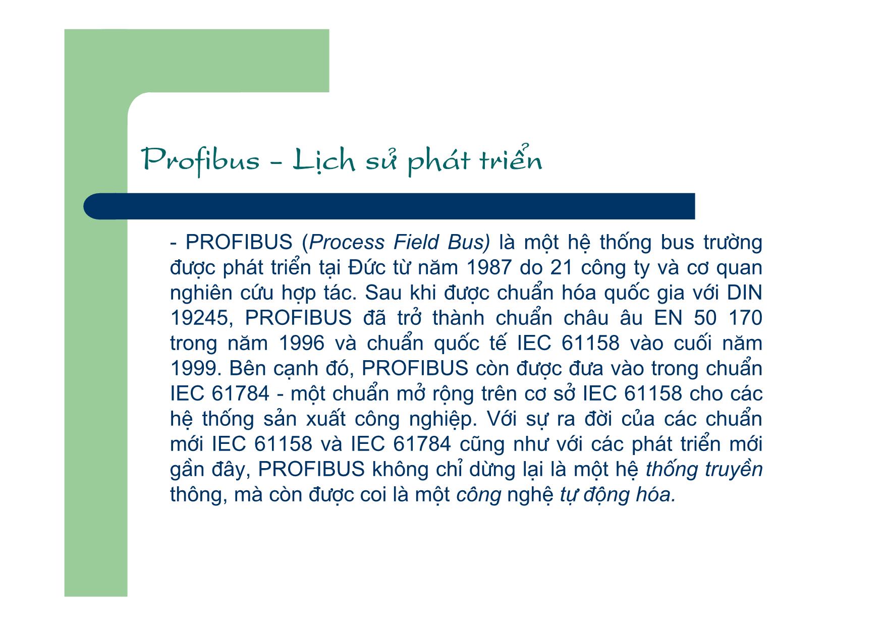 Bài giảng Mạng máy tính và hệ thống thông tin công nghệ - Chương 2, Phần 5: Profibus - Đào Đức Thịnh trang 2