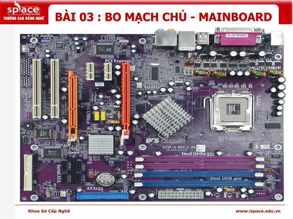 Bài giảng môn Phần cứng máy tính - Bài 3: Bo mạch chủ. Mainboard trang 1