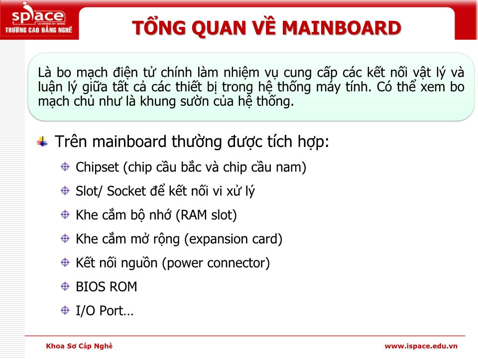 Bài giảng môn Phần cứng máy tính - Bài 3: Bo mạch chủ. Mainboard trang 3