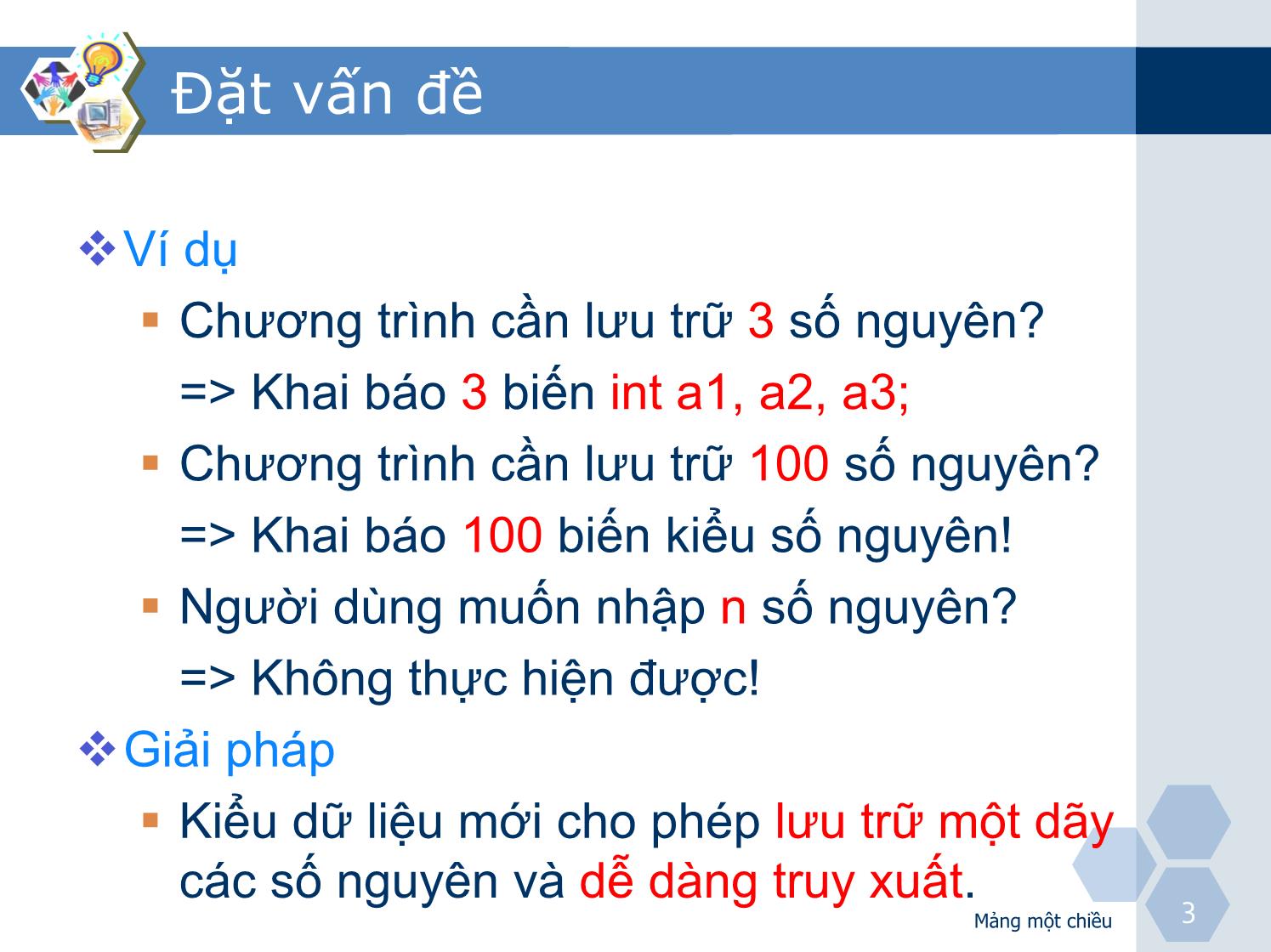 Bài giảng Nhập môn lập trình - Chương 5, Phần 1: Mảng một chiều trang 3