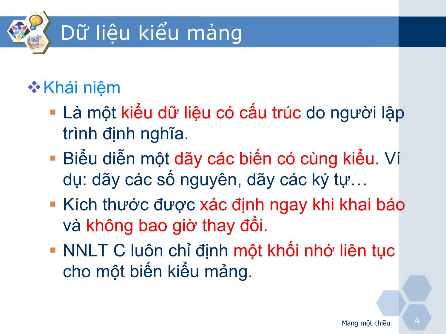 Bài giảng Nhập môn lập trình - Chương 5, Phần 1: Mảng một chiều trang 4