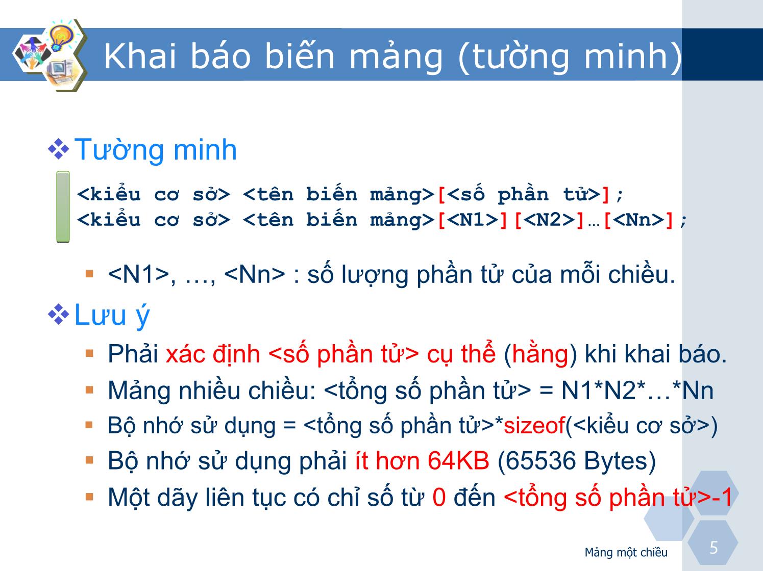 Bài giảng Nhập môn lập trình - Chương 5, Phần 1: Mảng một chiều trang 5