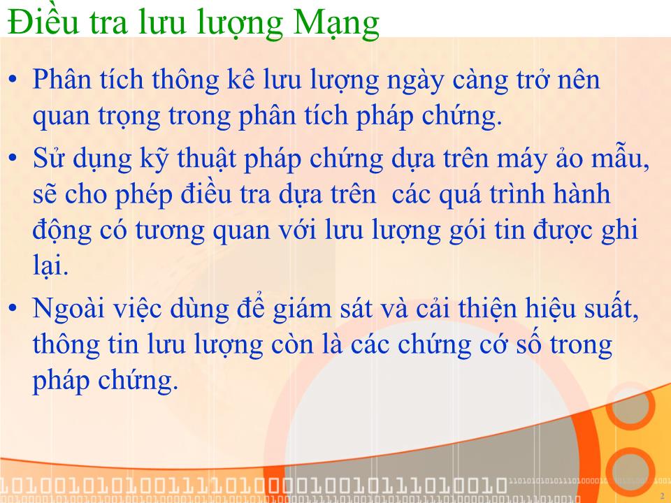 Bài giảng Pháp chứng kỹ thuật số - Bài 7: Điều tra lưu lượng trên mạng máy tính - Đàm Quang Hồng Hải trang 1