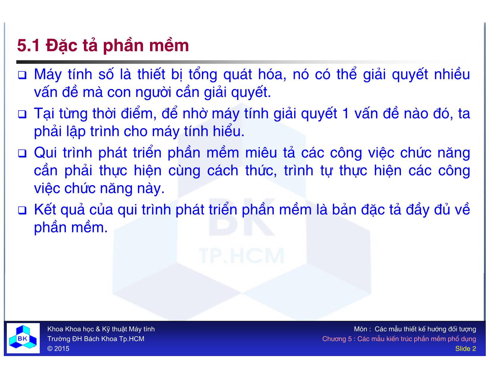 Bài giảng Phát triển phần mềm - Chương 5: Các mẫu kiến trúc phần mềm phổ dụng trang 2