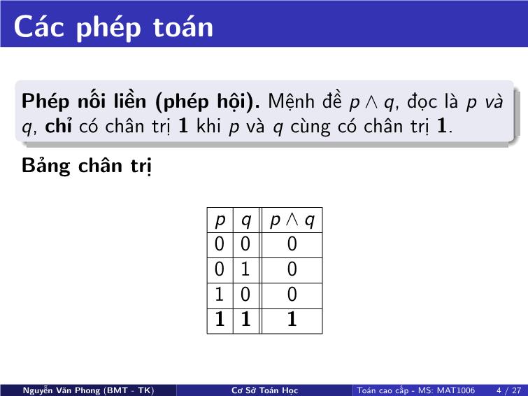 Bài giảng Toán cao cấp - Chương 1: Cơ sở toán học - Nguyễn Văn Phong trang 5