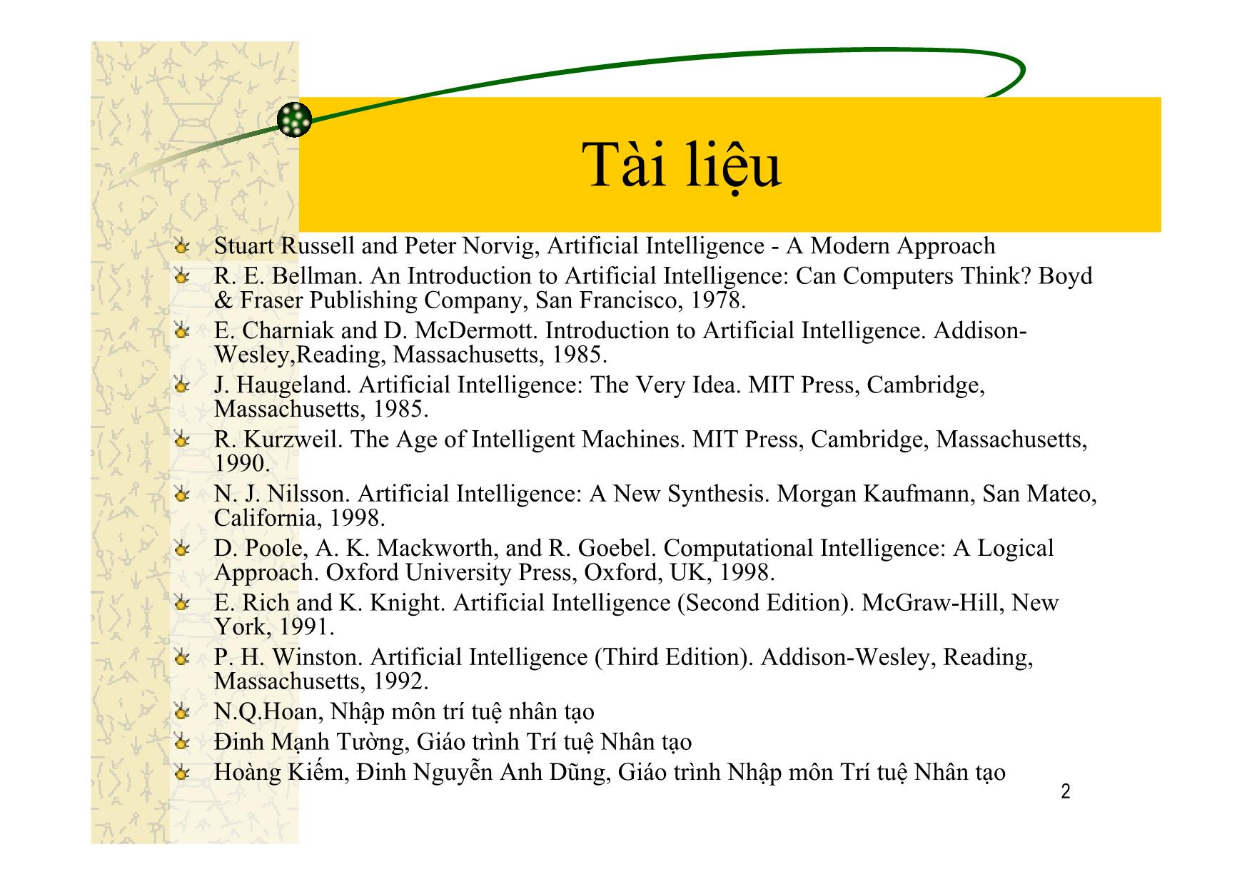 Bài giảng Trí tuệ nhân tạo - Chuyển giao tri thức cho máy tính - Đào Nam Anh trang 2