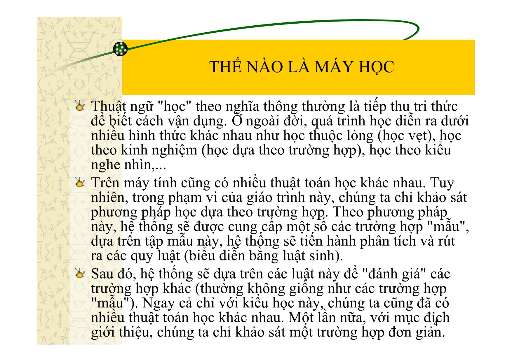 Bài giảng Trí tuệ nhân tạo - Mở đầu về máy học - Đào Nam Anh trang 4