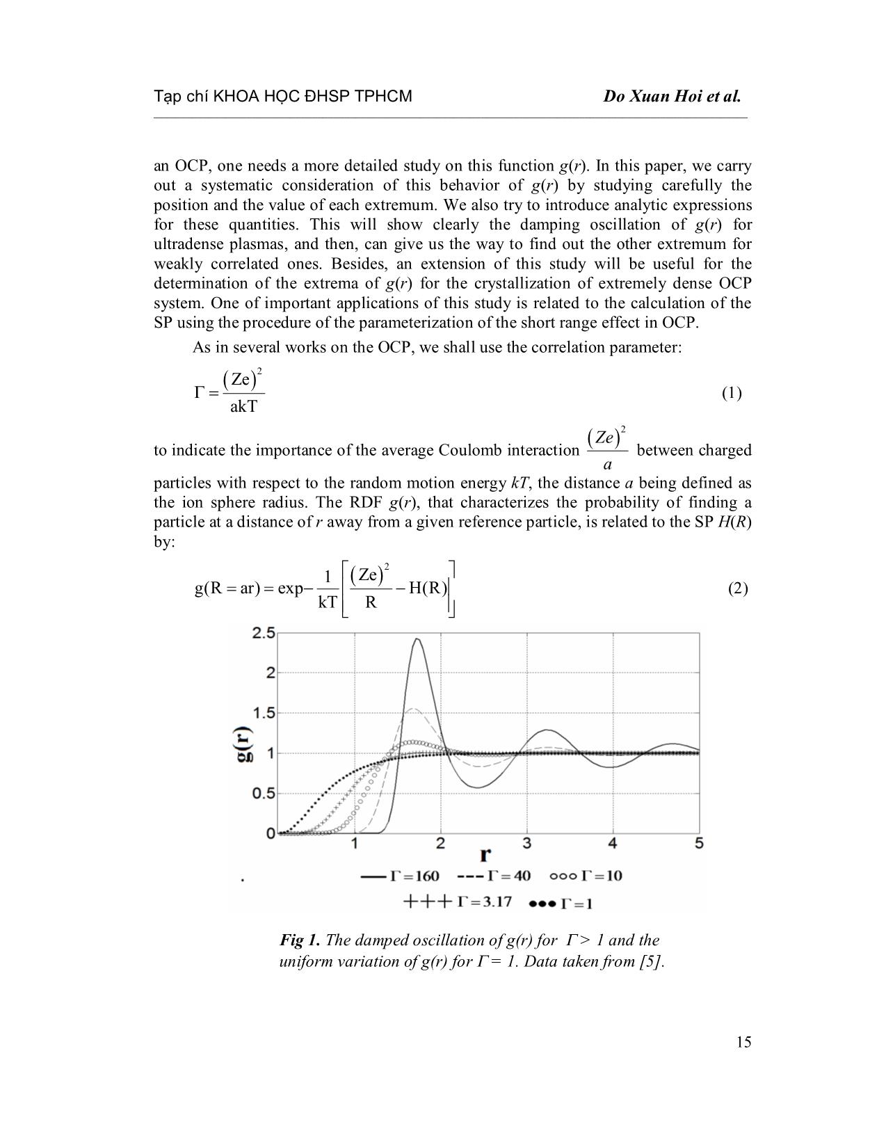 Các biểu thức giải tích đặc trưng cho dao động tắt dần của hàm phân bố xuyên tâm trong plasma OCP mật độ cao trang 2