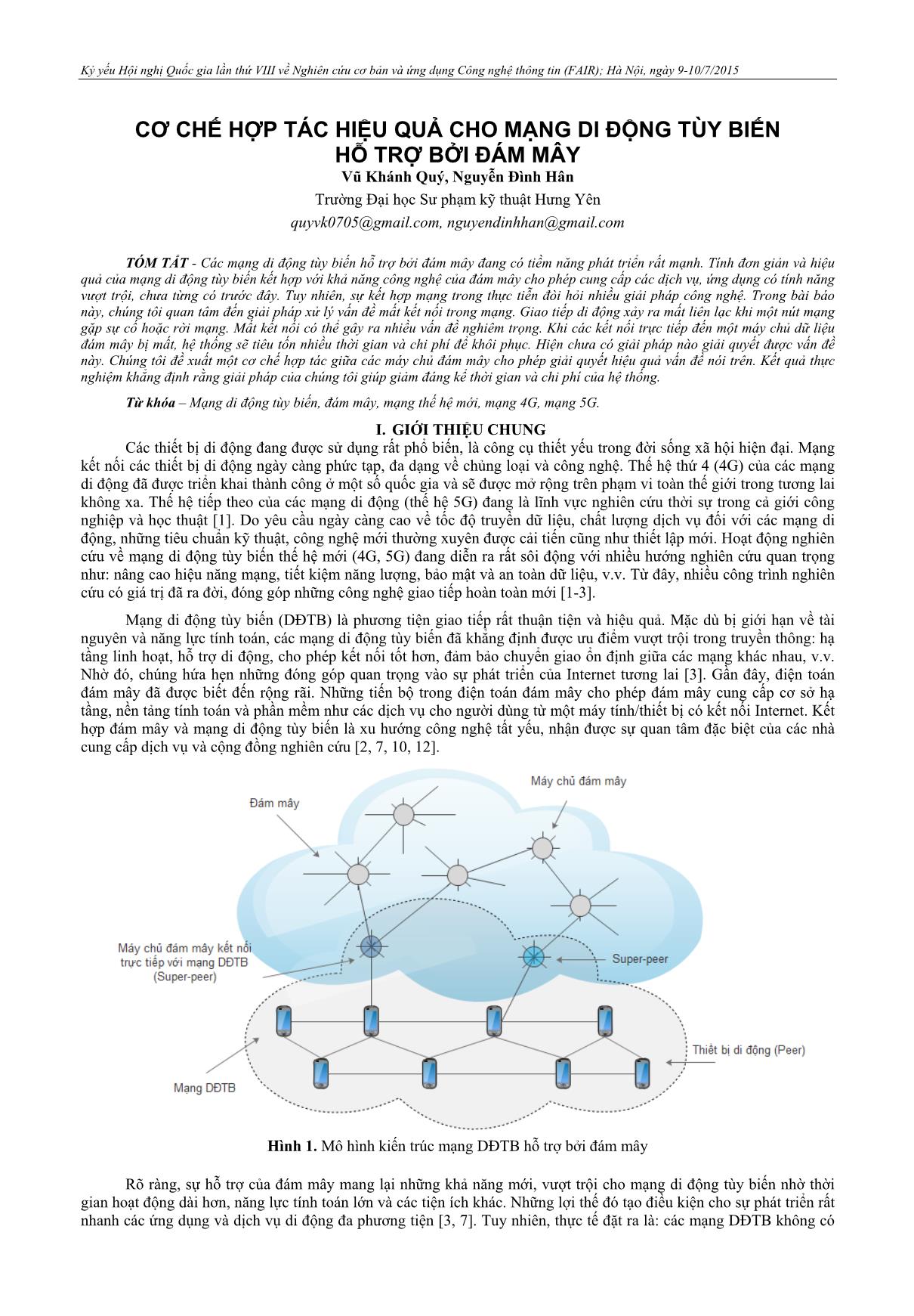 Cơ chế hợp tác hiệu quả cho mạng di động tùy biến hỗ trợ bởi đám mây trang 1
