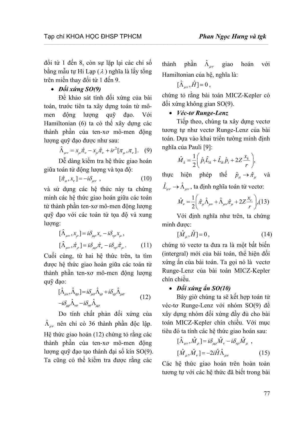 Đối xứng ẩn của bài toán Micz-Kepler chín chiều trang 4