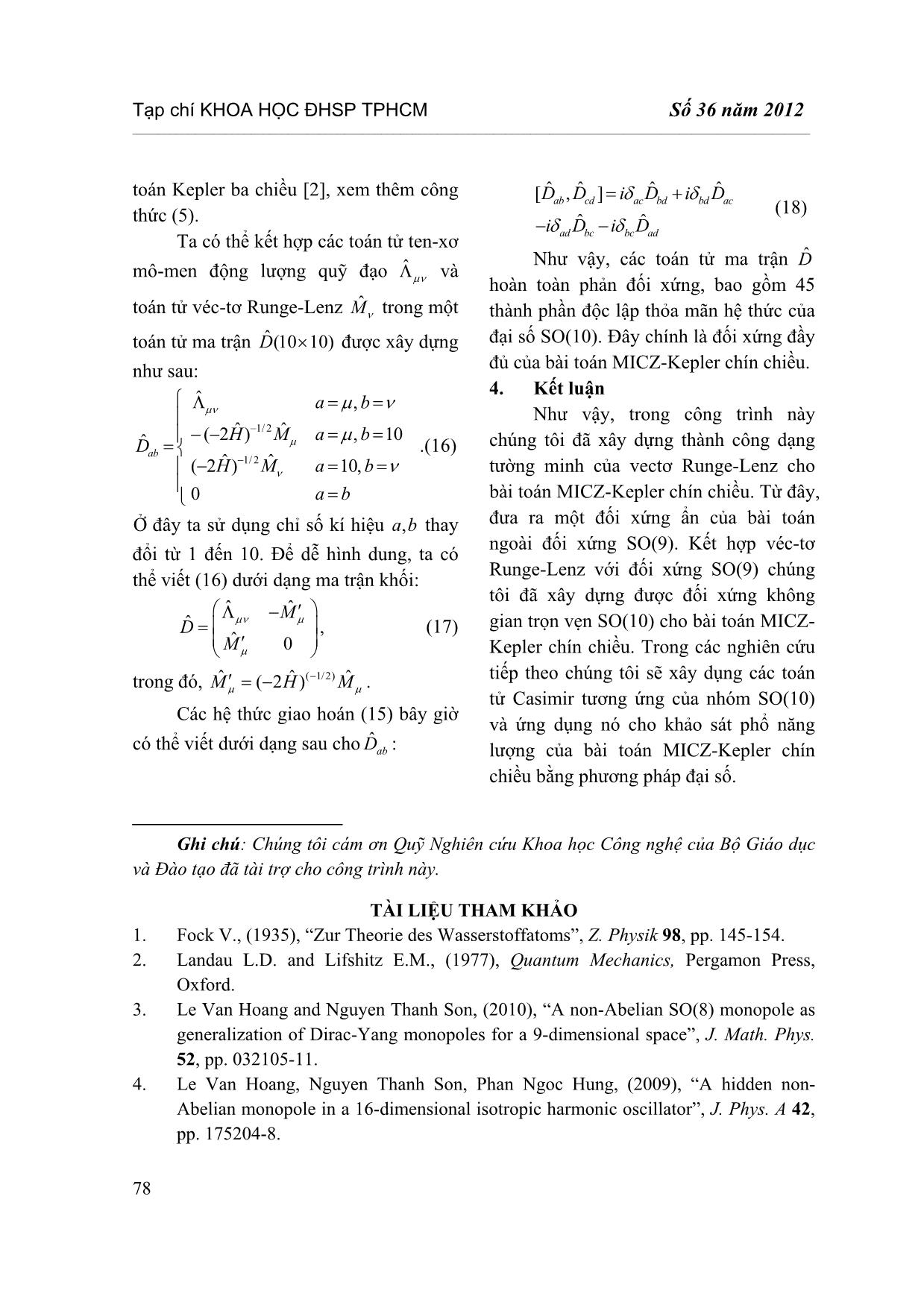Đối xứng ẩn của bài toán Micz-Kepler chín chiều trang 5