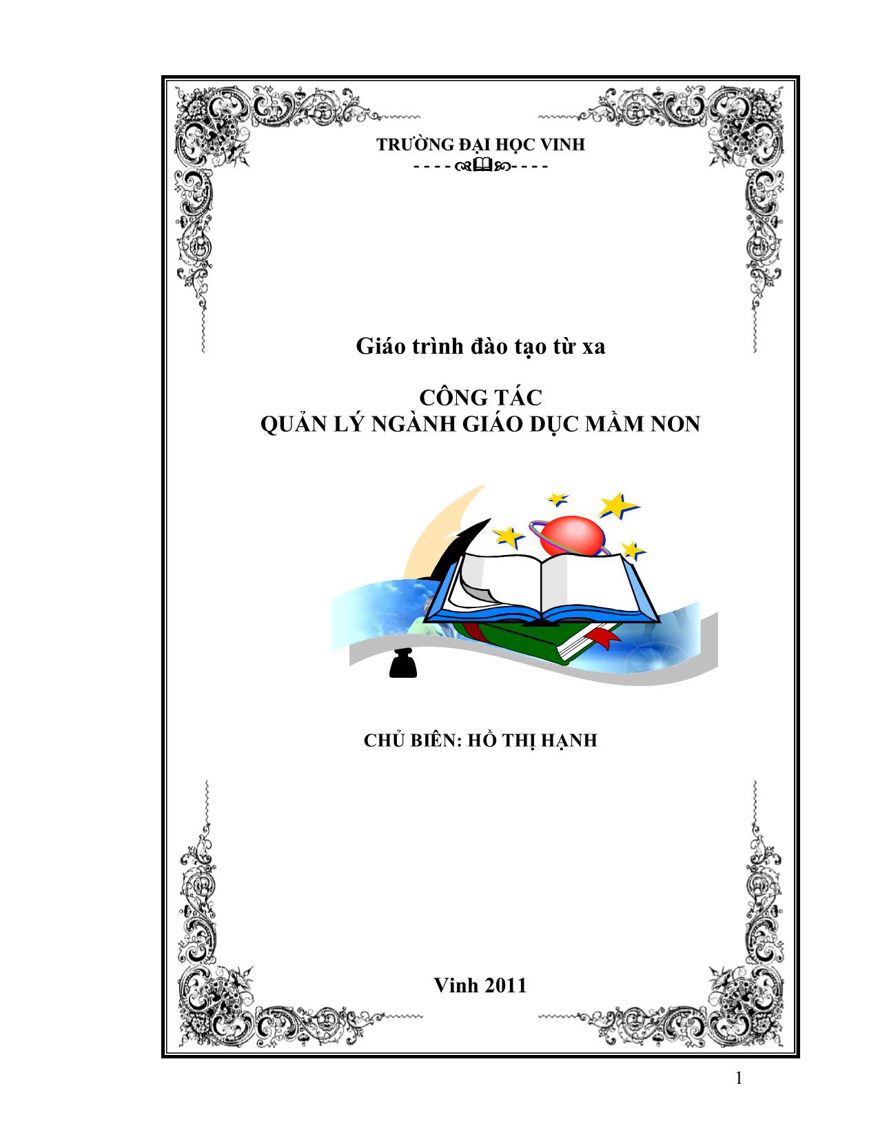 Giáo trình Công tác quản lý ngành giáo dục mầm non (Phần 1) trang 1