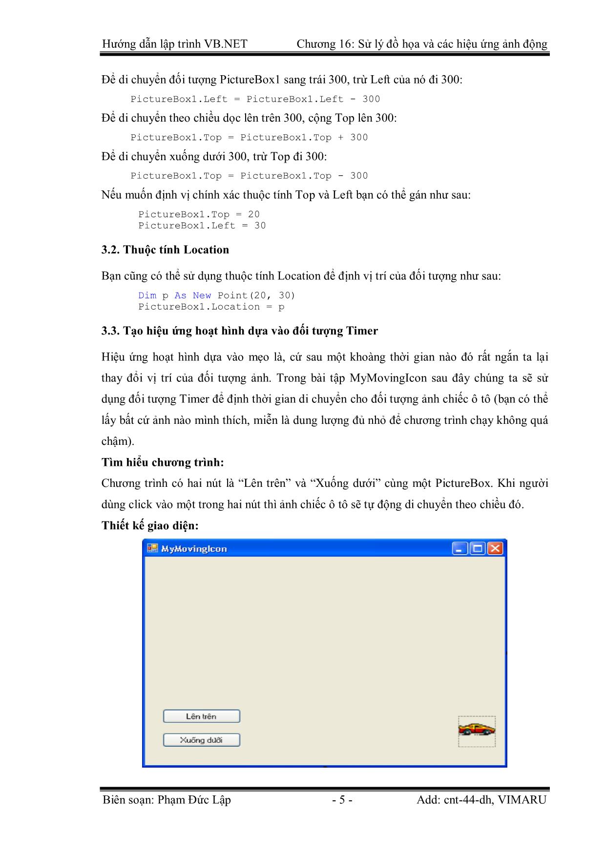 Giáo trình Hướng dẫn lập trình VB.NET - Chương 16: Xử lý đồ họa và các hiệu ứng ảnh động - Phạm Đức Lập trang 5