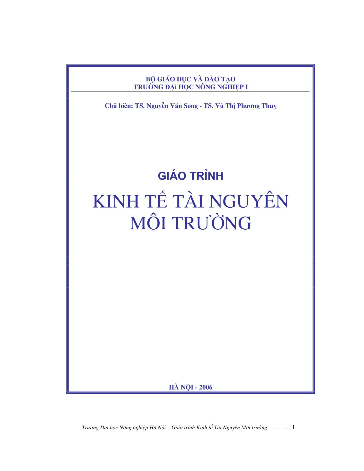 Giáo trình Kinh tế tài nguyên môi trường (Phần 1) trang 1