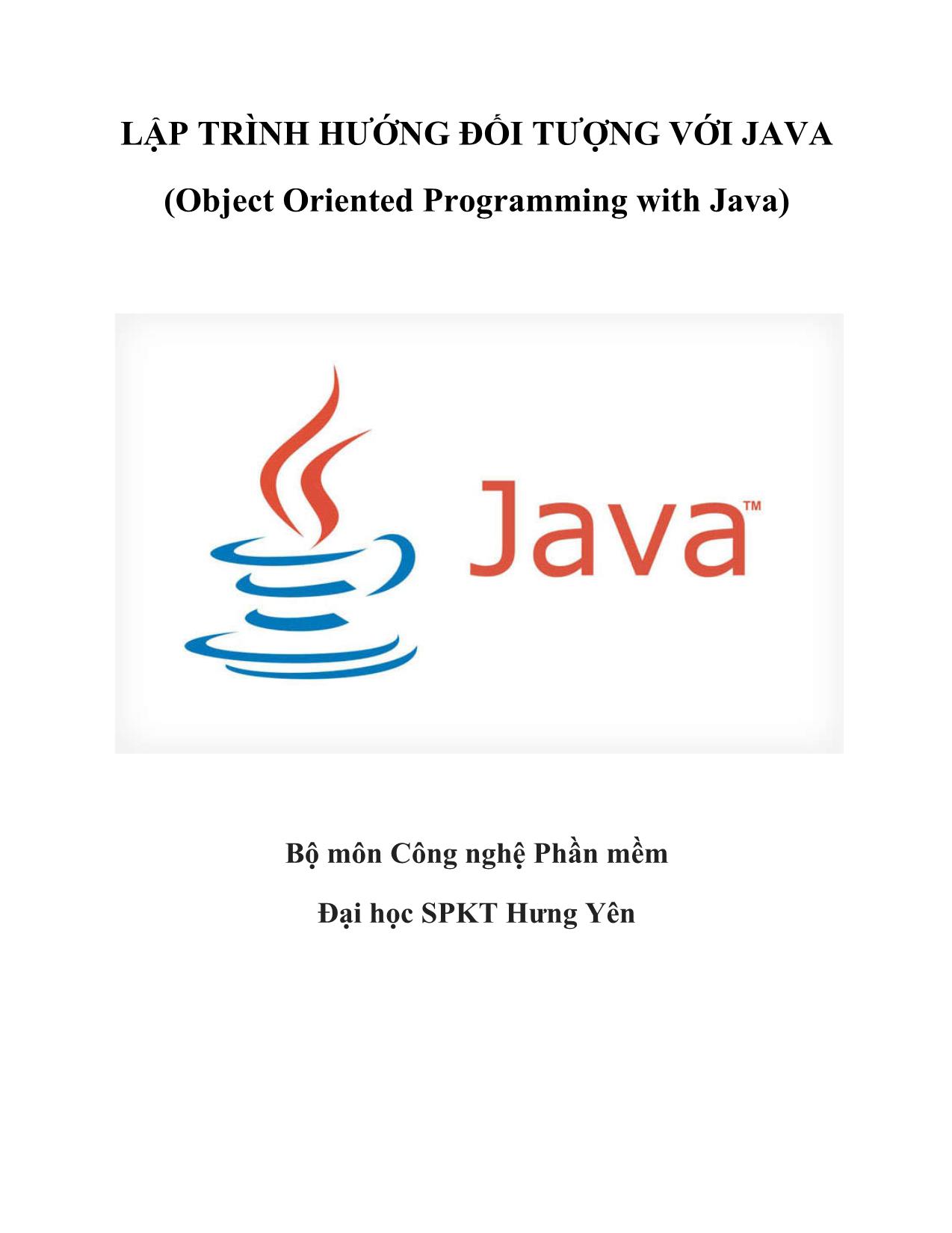 Giáo trình Lập trình hướng đối tượng với Java trang 1