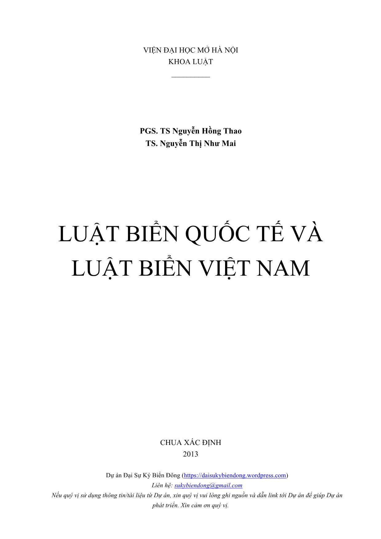 Giáo trình Luật biển quốc tế và luật biển Việt Nam (Phần 1) trang 1