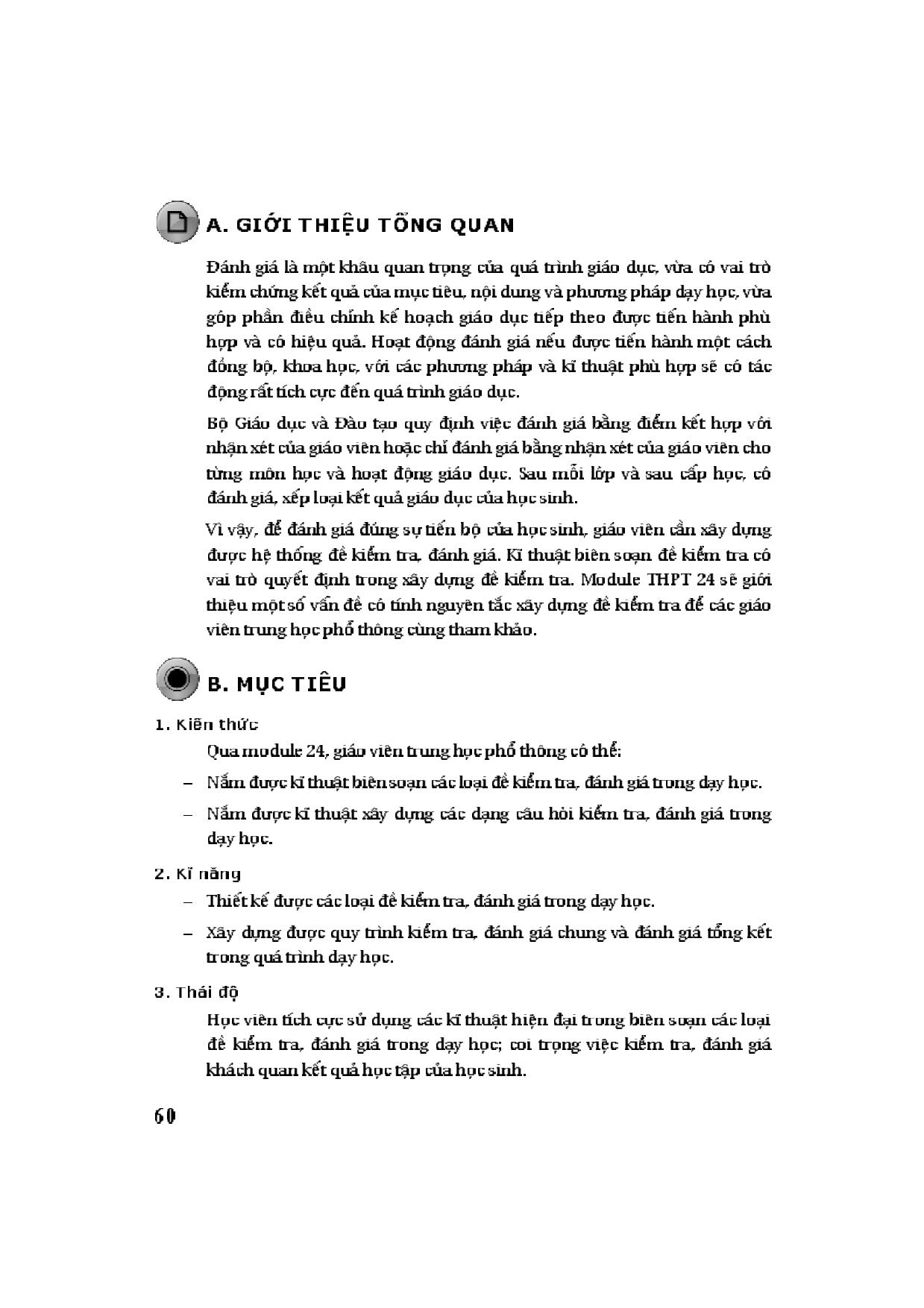Giáo trình Module 24 - Kĩ thuật kiểm tra, đánh giá trong dạy học trang 2