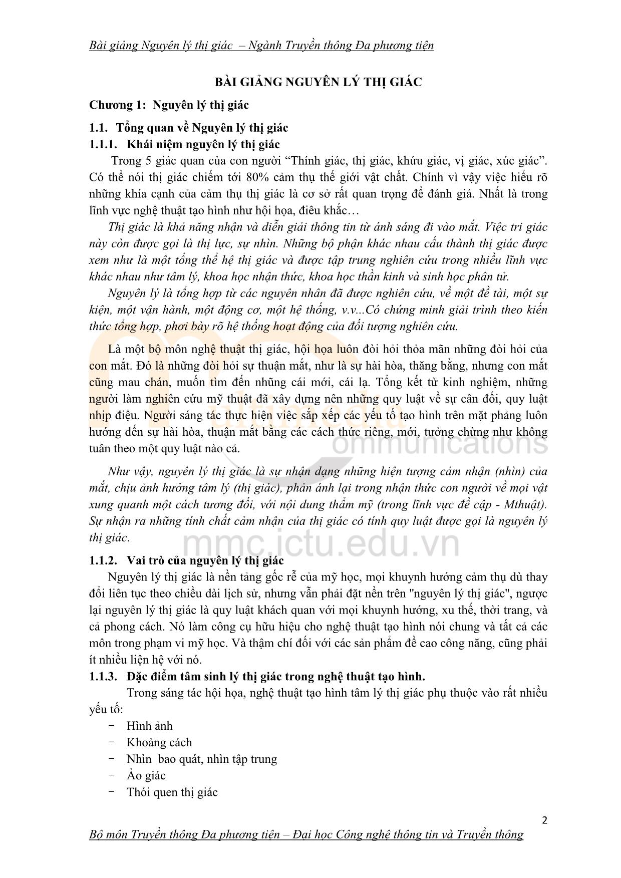 Giáo trình Nguyên lý thị giác (Phần 1) trang 2